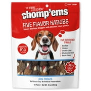 Chomp 'ems Five Flavor Kabobs Dog Treats - Beefhide Chewstick - High Protein Dog Chews, 2 Pack