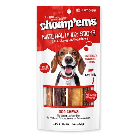 Chomp'ems Naturally Delicious Bully Sticks - Long Lasting No Hide Dog Chews - No Artificial Flavors, Colors, Or Preservatives - Protein Rich Alternative to Rawhide, 4 Pack price history and forecast - Chomp'ems 75297