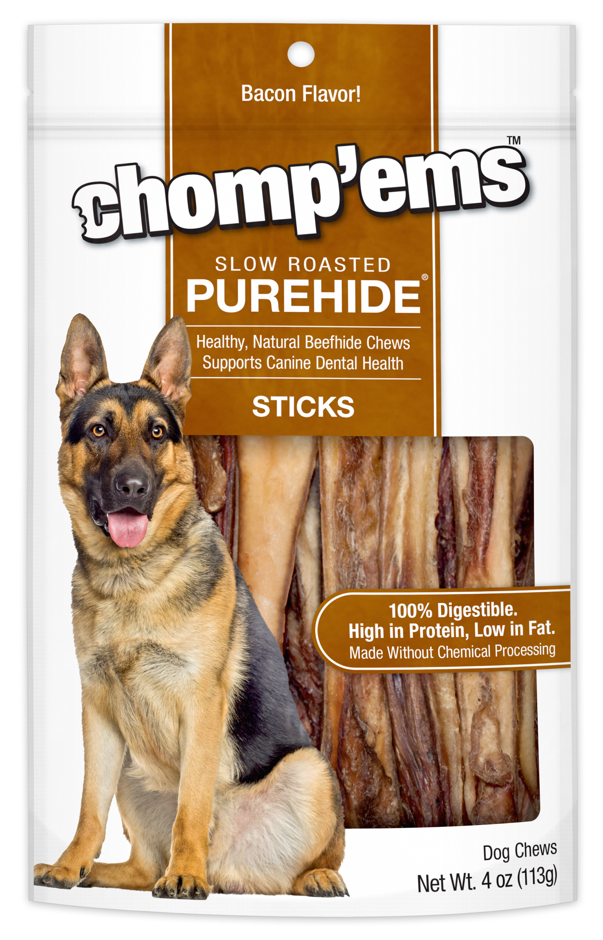 Chomp 'ems Purehide Chews Slow Roasted Naturally Delicious Rawhide