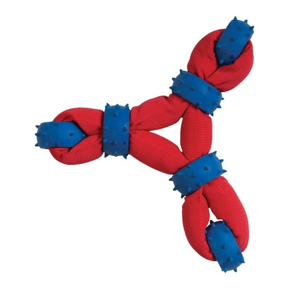 Chomper Blue/Red Tuff Nylon Triangle with Rubber Rings Nylon/Rubber Dog Toy Large