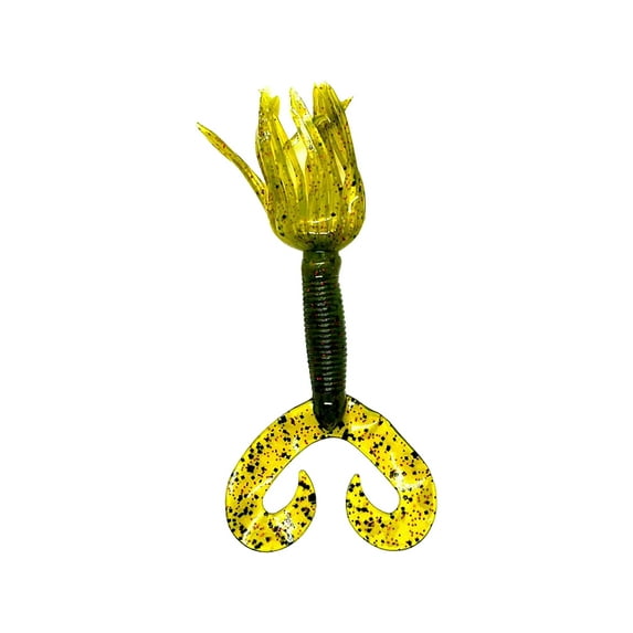 Chompers Twin Tail Skirted Grub 5" Watermelon/Red Flake