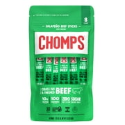 Chomps Grass-Fed and Finished Jalapeño Beef Jerky Meat Sticks, 10g of Protein (8 Count), Certified Gluten Free and Free From Top 9 Allergens