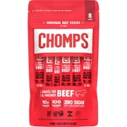 Chomps Grass-Fed and Finished Original Beef Jerky Meat Snack, 10g of Protein, Certified Gluten Free and Free From Top 9 Allergens