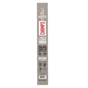 Chomps Grass-Fed and Finished Sea Salt & Pepper Venison Jerky Meat Snack, 1.15oz Stick
