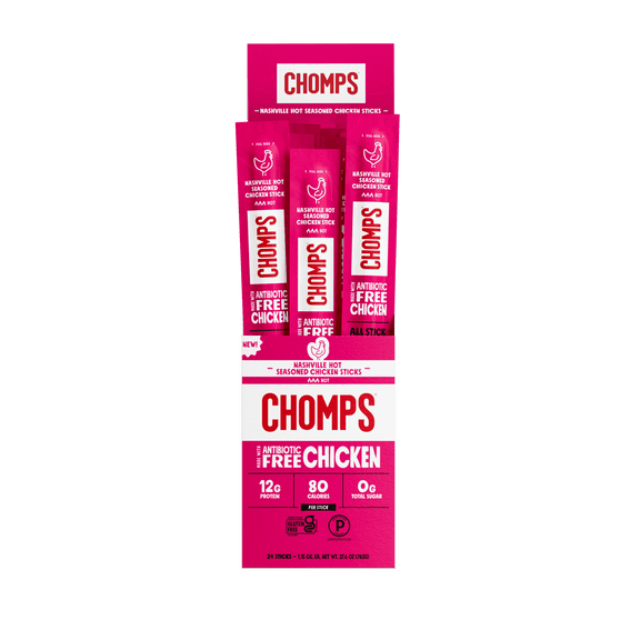 Chomps Antibiotic Free Nashville Hot Chicken Sticks (24 Count)