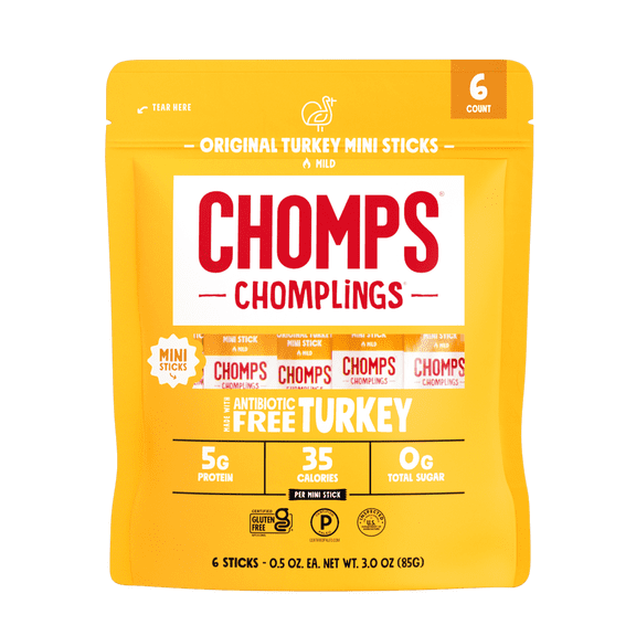 Chomplings Antibiotic Free Original Turkey Mini Jerky Snack Sticks (6 Count)