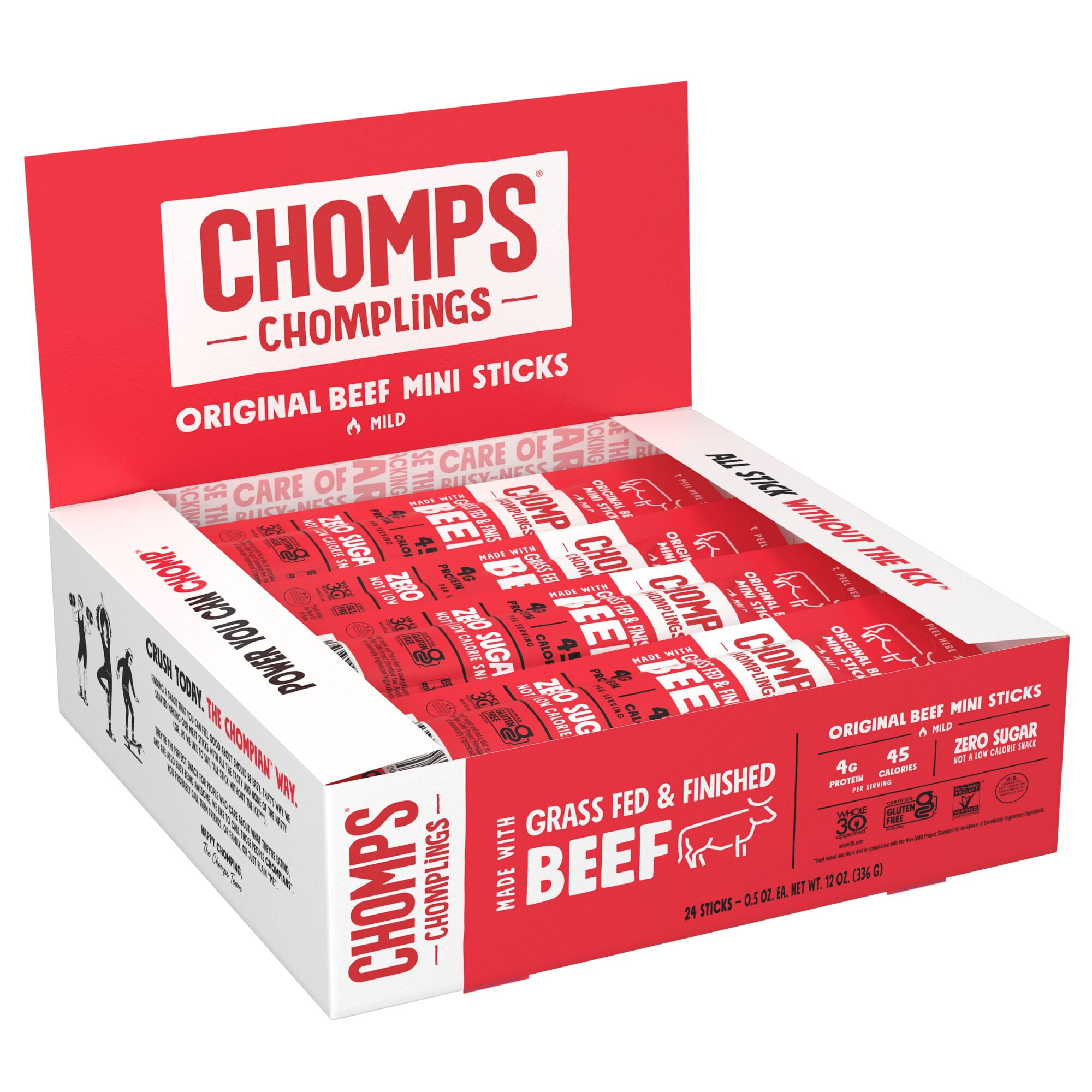 Chomps Mini Beef Jerky Sticks, Original Beef, Gluten Free, Sugar Free