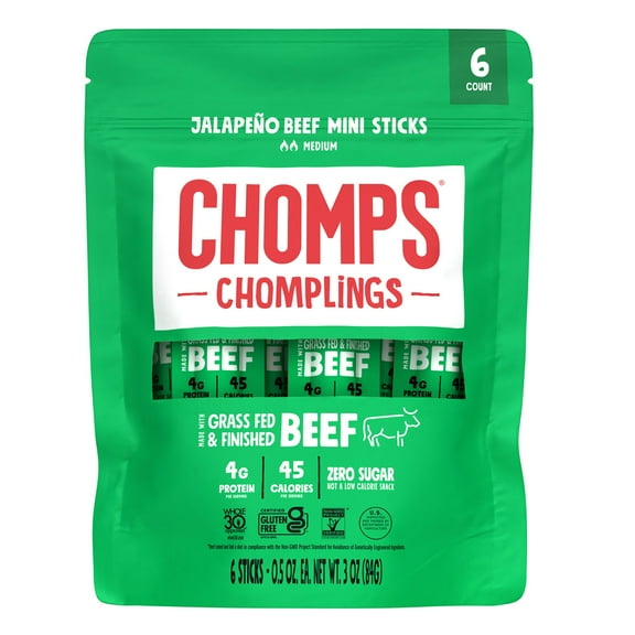 Chomps Mini Jalapeno Beef Chomplings Sticks .5oz 6 Count