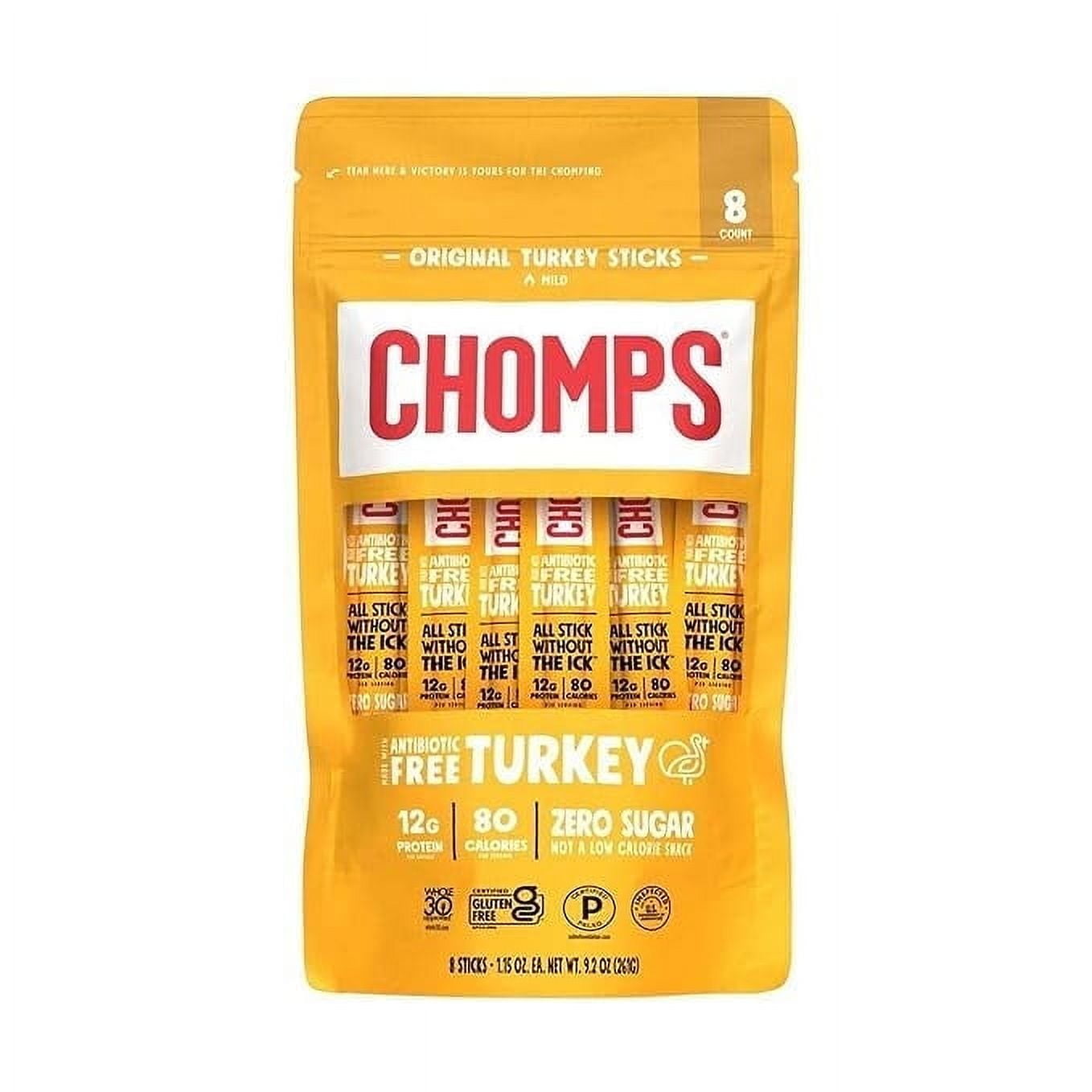 Chomps Original Turkey Sticks 1.15oz - 8 Count Pouch