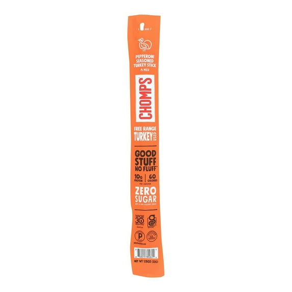 Chomps Pepperoni Turkey Sticks 1.15 oz Pack Of 24
