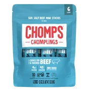 Chomplings Sea Salt Beef Mini Jerky Meat Sticks, 4g of Protein (6 Count)