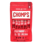 Chomps Zero Sugar Original Beef Jerky Sticks 1.15oz 8 Count Multipack Resealable Bag
