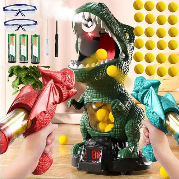 Chompshot Dinosaur, Chomp Shot Dino Blaster, Juegos para Nios De 4 a 6 Aos, Moveable Shooting Game Foam Ball Blaster with Dino Target (Dinosaur-2Blaster)