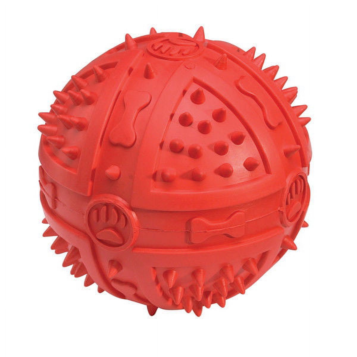 Chompy Romper Ball Dog Toys Colorful Tough Rubber Dental Chew Squeakers 3 3/4" (Red) - image 1 of 1