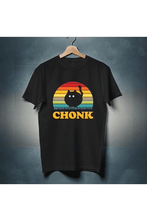 Chonk Cat Funny Chubby Cat Lover Cute Humor Animal Graphic Style Unisex T-Shirt, up to size 5XL