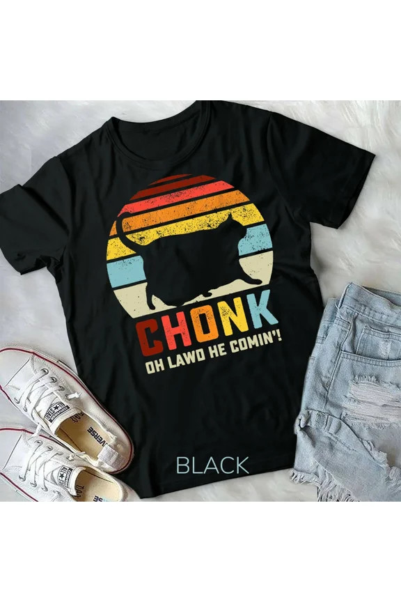 Chonk Cat Scale Meme Funny Retro Style And Vintage Cats Memes Graphic Design Unisex T-Shirt Y1181, Up to Size 5XL