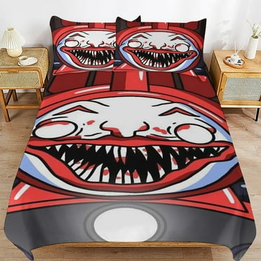 Choo Choo Charles Duvet Cover Set, Soft Cozy Quilt Cover Bedding Set 3 Pieces, Comforter Cover with 2 Pillowcase for Teens Adults Kids 90"x90"