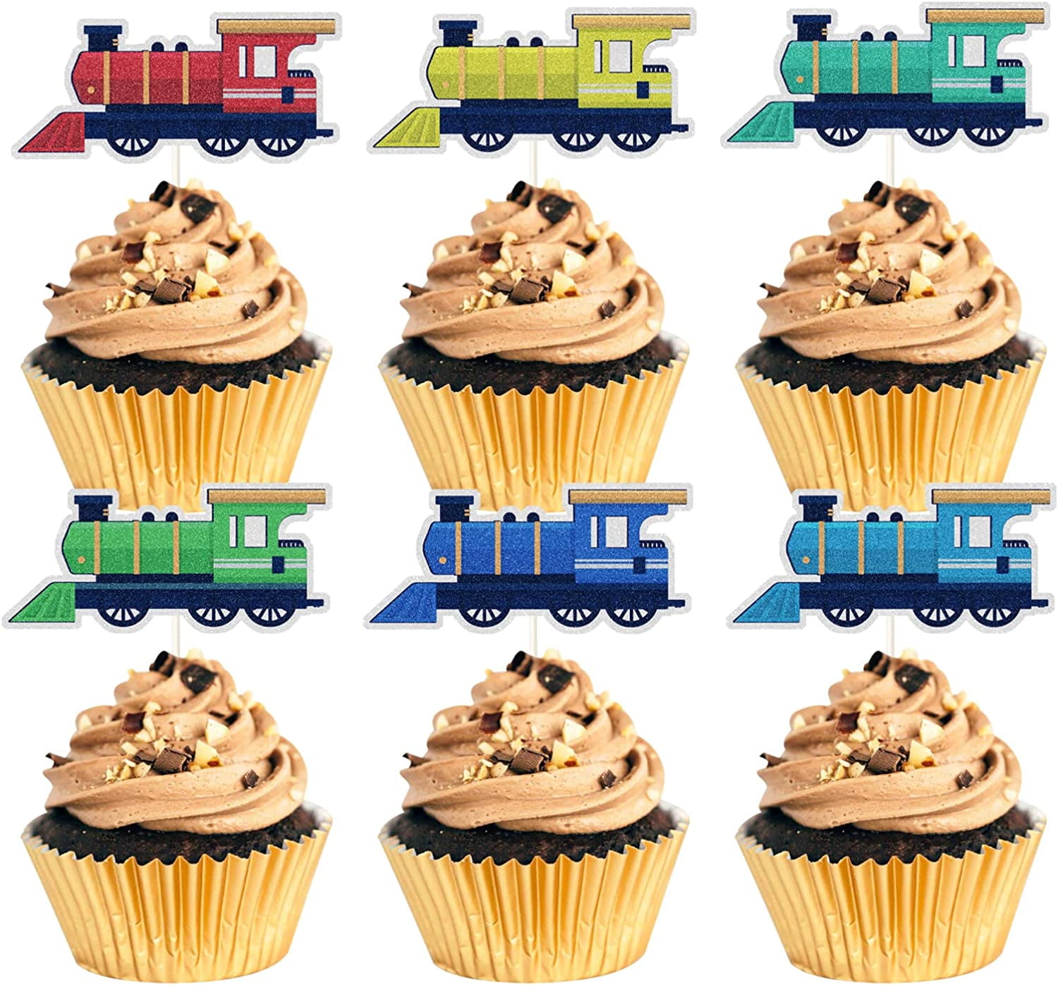 Choo-Choo Fun: Colorful Train Cupcake Toppers for Railroad Themed ...