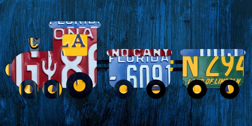Choo Choo Train License Plate Art Canvas Art - Design Turnpike (24 x 12)