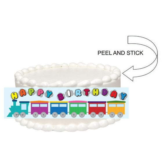 Choo Choo Train Peel and Stick Edible Cake Decoration Image Wrap Ribbon