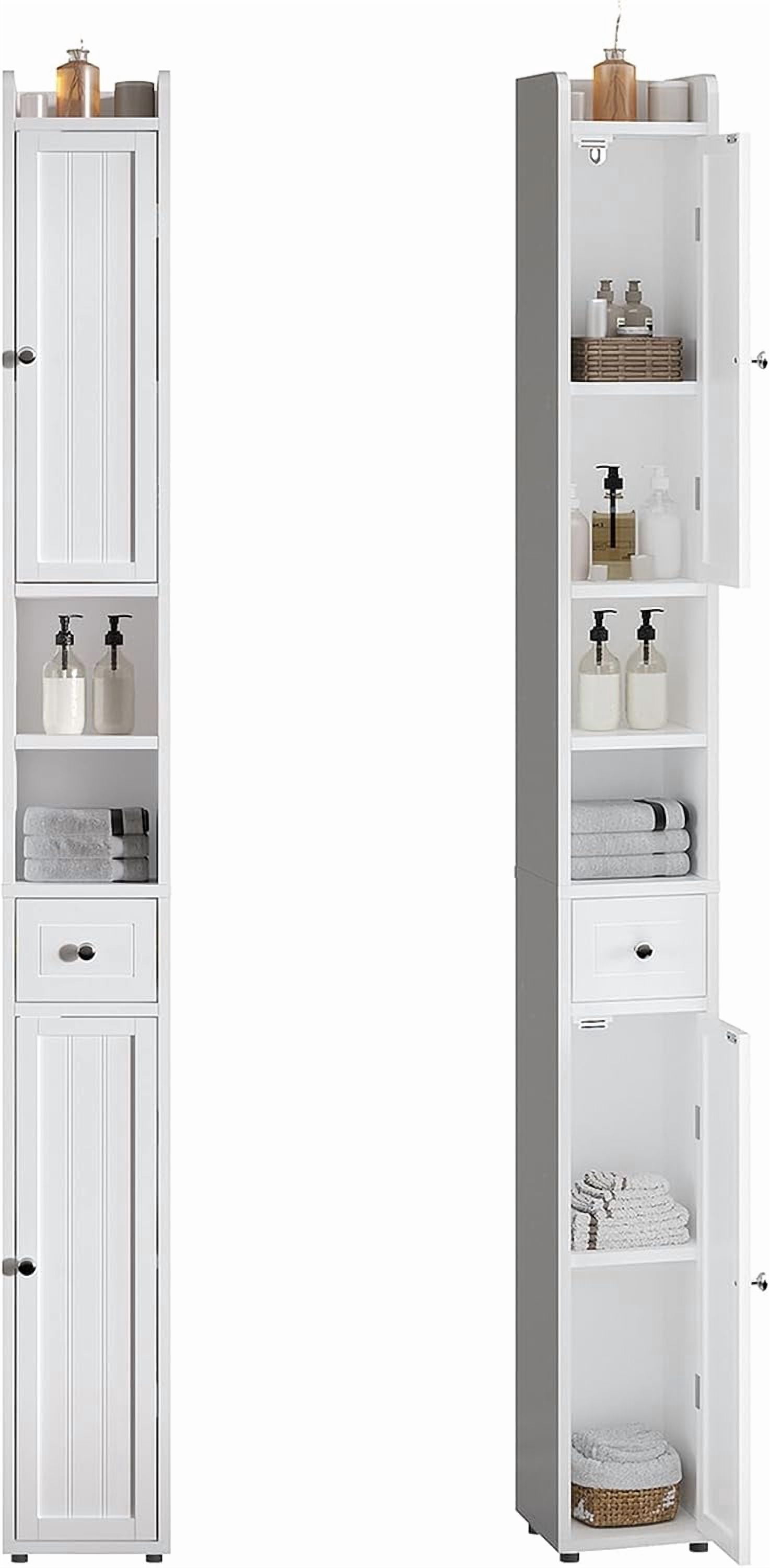 ChooChoo Narrow Bathroom Storage Cabinet with Adjustable Shelves and ...