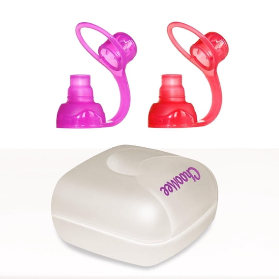 ChooMee SoftSip Food Pouch Top with Travel Case, No Spill Flow Control Valve, 100% Silicone, BPA Free, Aqua Purple, 2 CT