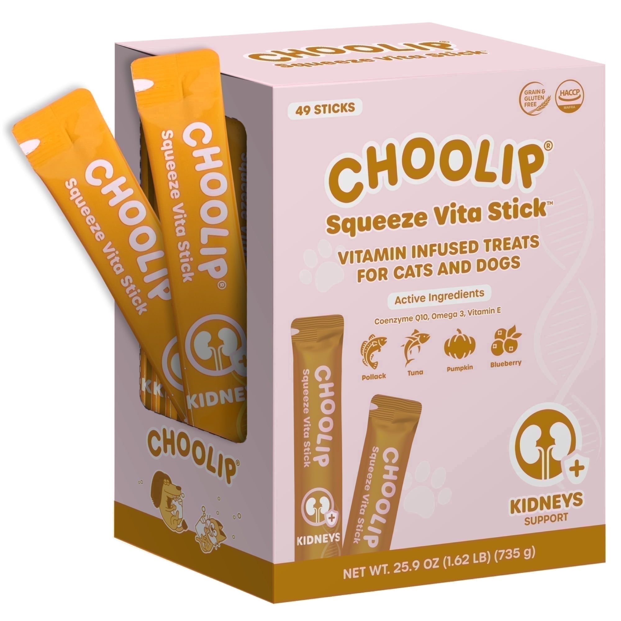 Choolip Vita Stick Kidney Support Lickable Treats for Cats & Dogs, 25.9 oz (49ct)