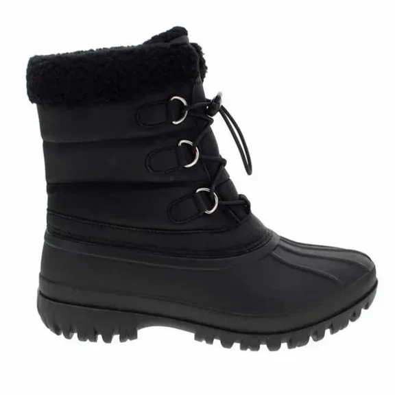 Chooka Women's Snow Boots Water-Repellent Cold Weather Drawstring Boots Black