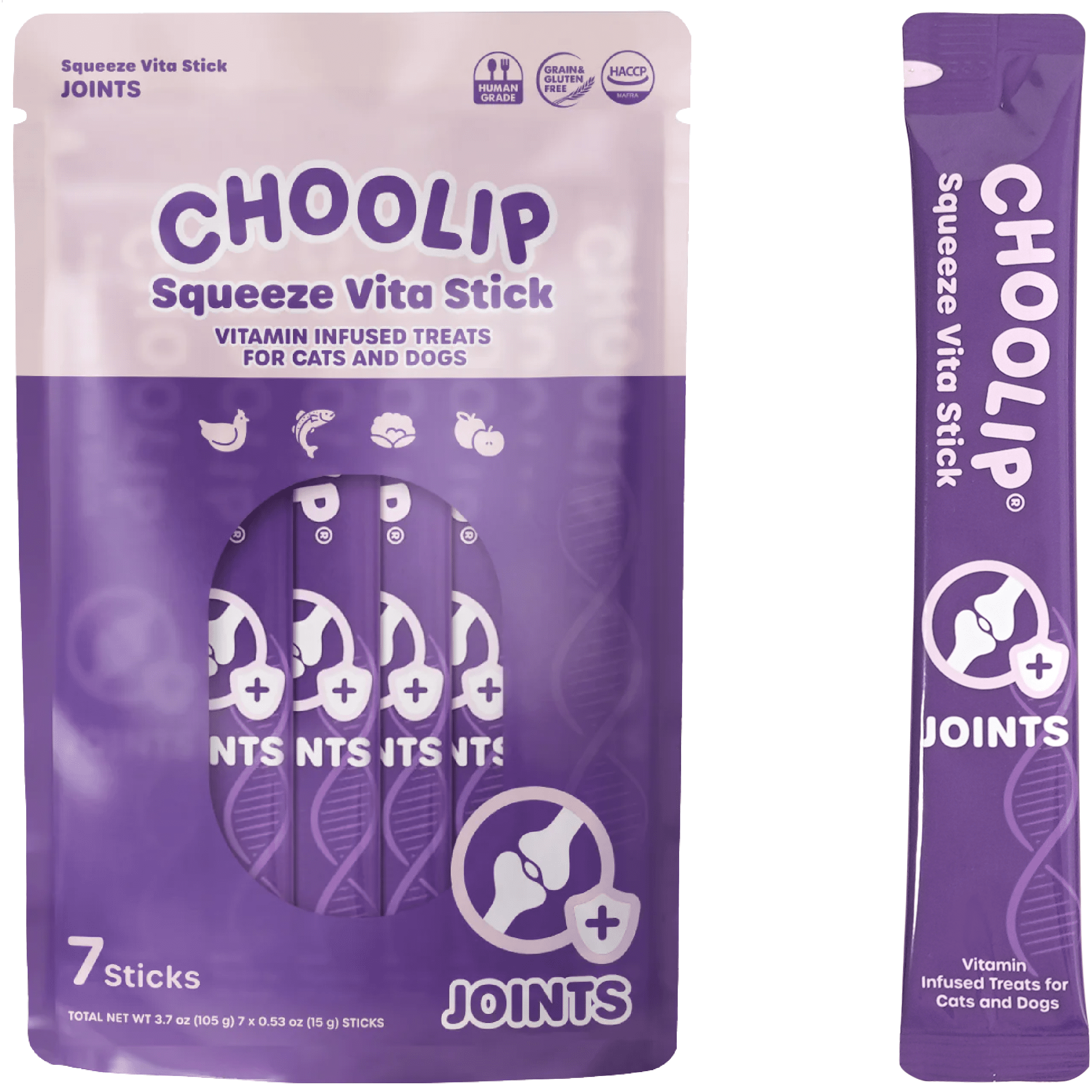 Choolip Squeeze Vita Stick for Joints. Lickable Cat Treats with Green
