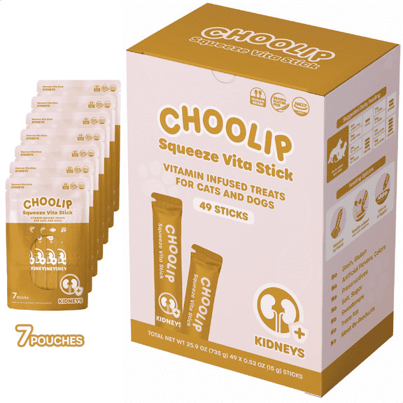 Choolip Vita Stick Kidney Support Lickable Treats for Cats & Dogs, 25.9 oz (7 Pouches, 49ct)