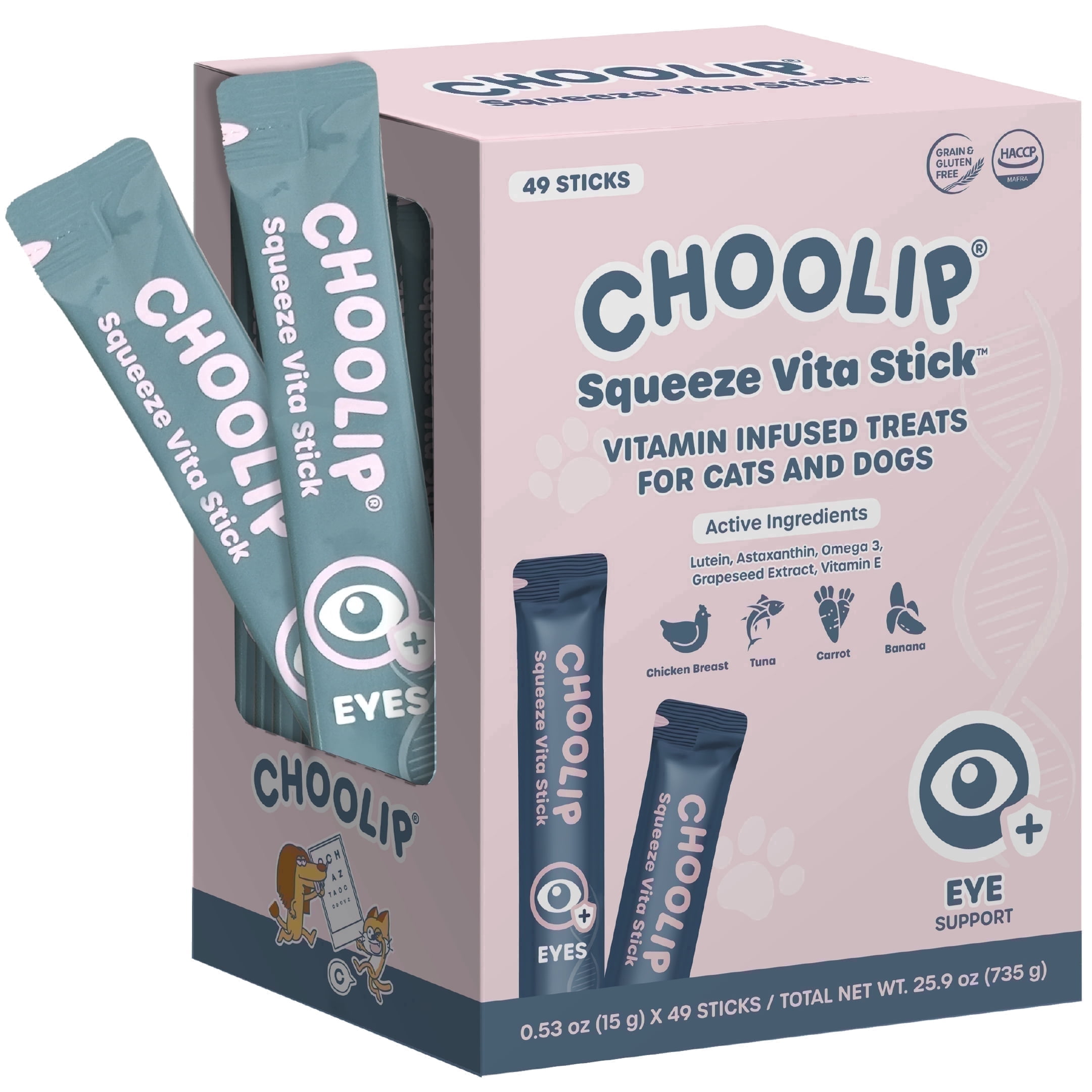 Choolip Vita Stick Eye Support Lickable Treats for Cats & Dogs, 25.9 oz (49ct)