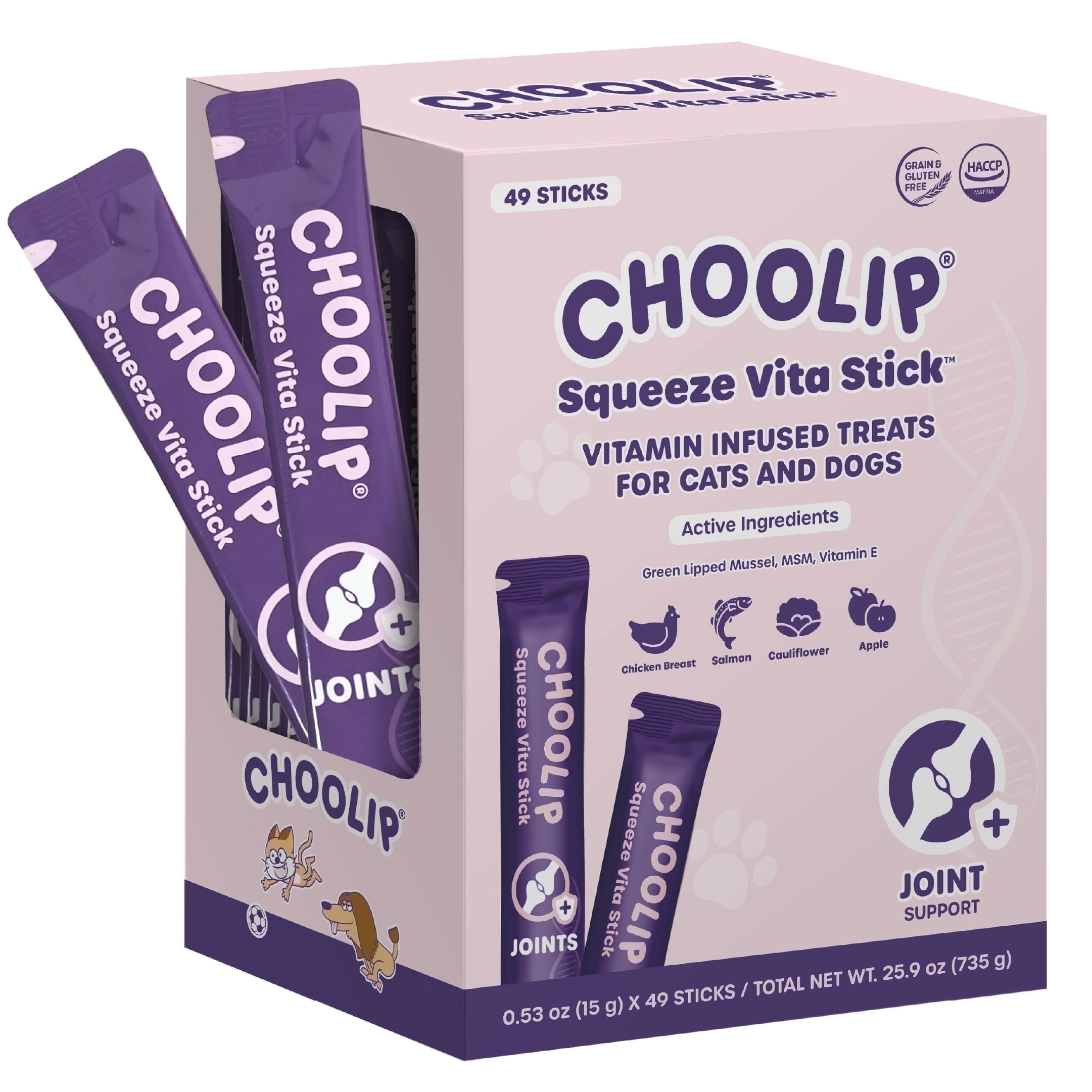 Choolip Vita Stick Joint Support Lickable Treats for Cats & Dogs, 25.9 oz (49ct)