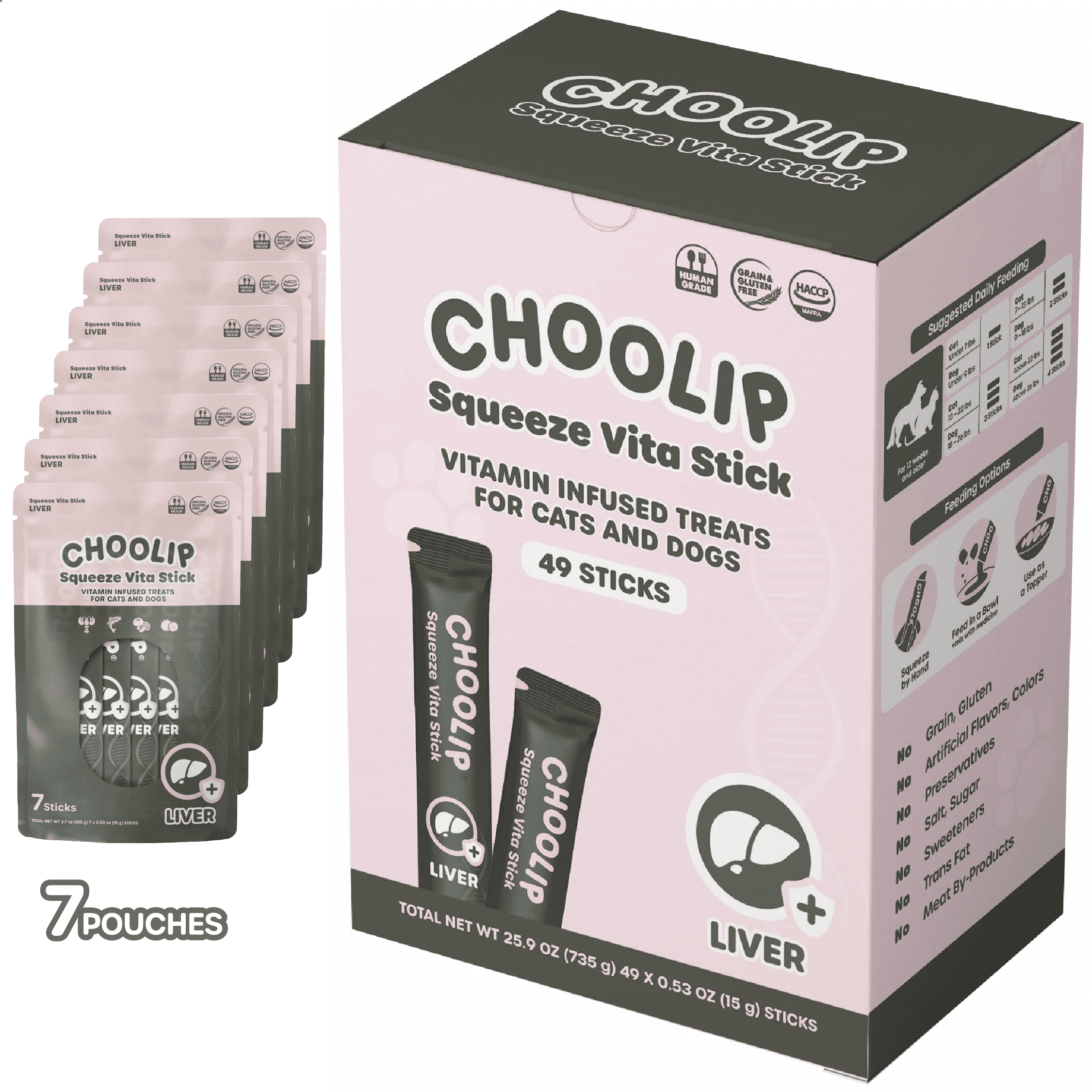 Choolip Squeeze Vita Stick for Liver. Natural Cat Treats with Milk