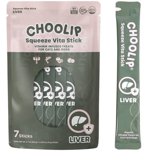 Choolip Vita Stick Liver Support Lickable Treats for Cats & Dogs, 3.7 oz (7 Sticks)