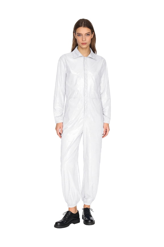 Coveralls for Women Zipper Front Waterproof Coveralls Work Jumpsuit One-piece Overalls Ivory S