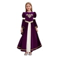 thumbnail image 1 of Choomomo Girls Medieval Princess Outfits Patchwork Round Neck Dress Ruffled Webbing Trim Long Dress Purple 14, 1 of 5