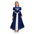 thumbnail image 1 of Choomomo Girls Medieval Princess Outfits Patchwork Round Neck Dress Ruffled Webbing Trim Long Dress Royal Blue 8, 1 of 5