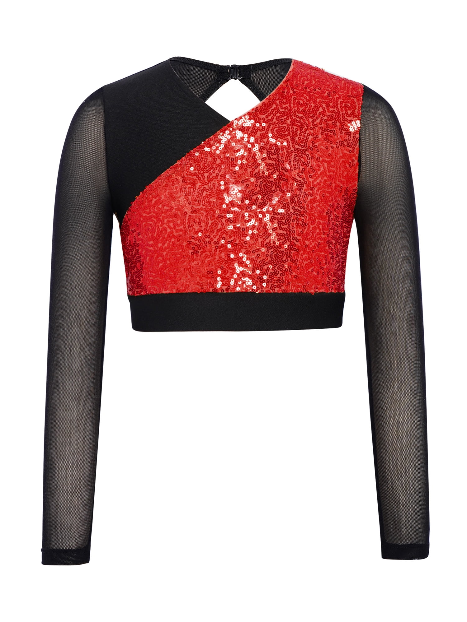 Choomomo Kids Girls Sparkly Sequins Lyrical Hip Hop Jazz Dance Crop Top ...
