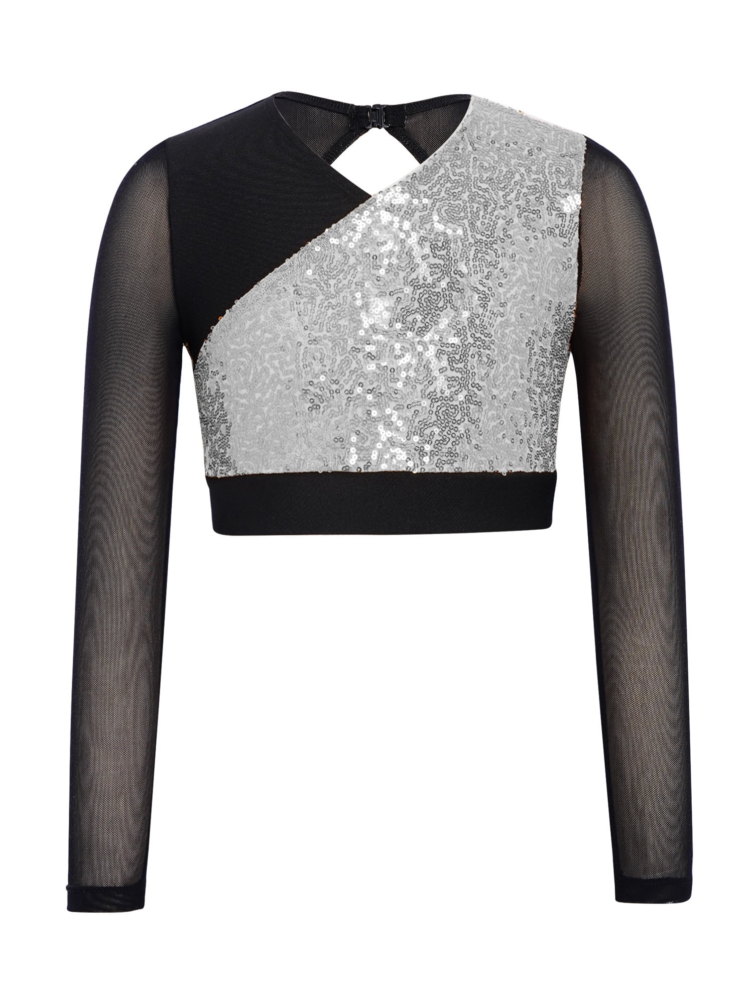 Choomomo Kids Girls Sparkly Sequins Lyrical Hip Hop Jazz Dance Crop Top ...
