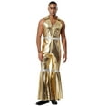 thumbnail image 1 of Choomomo Men's 70s Disco Rave Outfits Bodysuit Shiny Metallic Zentai Hippies Jumpsuits for Party Gold M, 1 of 7