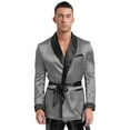 thumbnail image 1 of Choomomo Men's Satiny Smoking Jacket Robe Lightweight Dinner Jacket Cigar Jacket Host Wear Blazer Gray S, 1 of 6