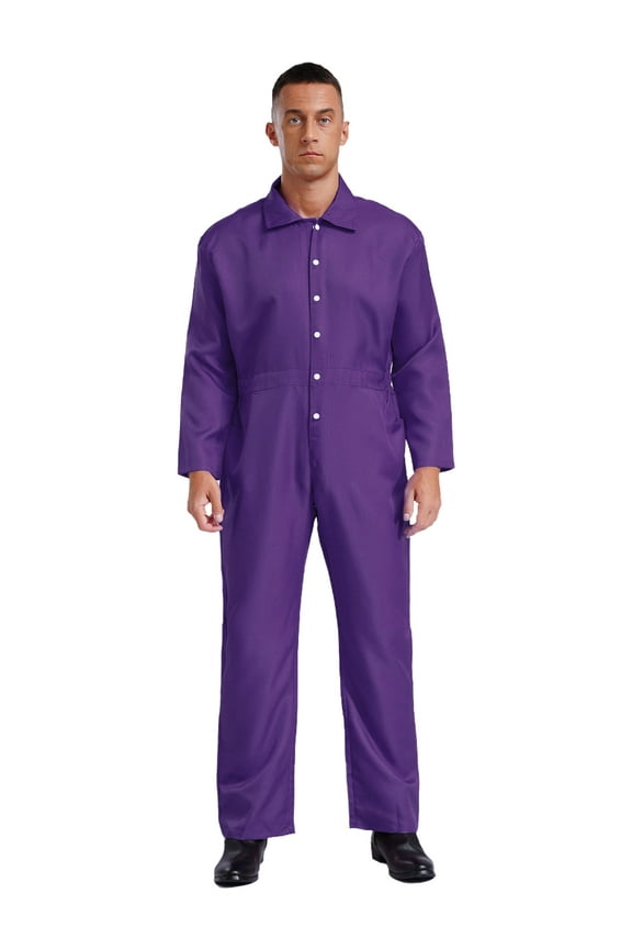 Men's Wear Resistant Jumpsuit Coveralls Boiler Suit Warehouse Garages Overalls Mechanic Purple XL