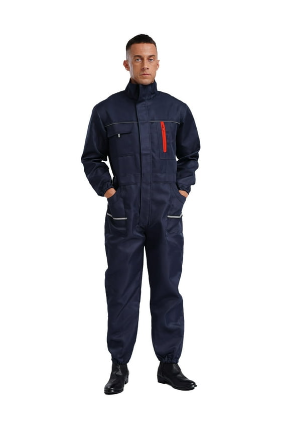 Men's Work Overall Uniform Working Coveralls Jumpsuits Welding Suit Car Repair Workshop Mechanic Navy Blue 165/M