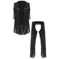 thumbnail image 1 of Choomomo Mens Faux Suede Fabric Open Front Vest and Chaps Adult Cowboy Outfit for Party Black L, 1 of 7