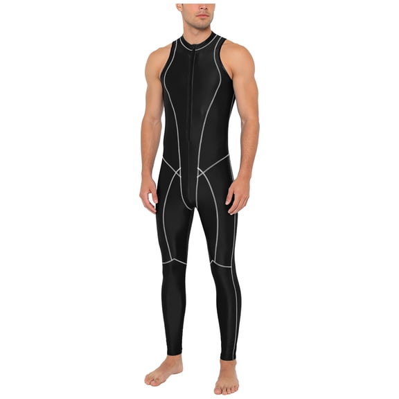 Choomomo Mens Glossy Stretchy Sleeveless Leotard Rash Guard Oil Shiny Unitard Bathing Suits Black S