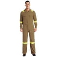 thumbnail image 1 of Choomomo Mens High Visibility Reflective Stripes Long Sleeve Zipper Jumpsuits Work Coveralls with Pockets Khaki M, 1 of 7