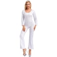 thumbnail image 1 of Choomomo Women Metallic 70s Disco Dance Jumpsuit Long Sleeves Bell Bottom Slim Fit Bodysuit Clubwear Silver 180, 1 of 4
