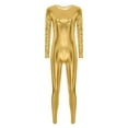 thumbnail image 1 of Choomomo Women's Metallic Leotard Slim Fit Stretch Full Body Suit One-Piece Fitness Yoga Jumpsuit Gold 3XL, 1 of 6