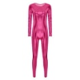 thumbnail image 1 of Choomomo Women's Metallic Leotard Slim Fit Stretch Full Body Suit One-Piece Fitness Yoga Jumpsuit Hot Pink 3XL, 1 of 6