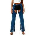 thumbnail image 1 of Choomomo Womens Dame Vintage Cowboy Suit Faux Suede Strapped Pants Hippie Long Pants for Party Blue M, 1 of 5